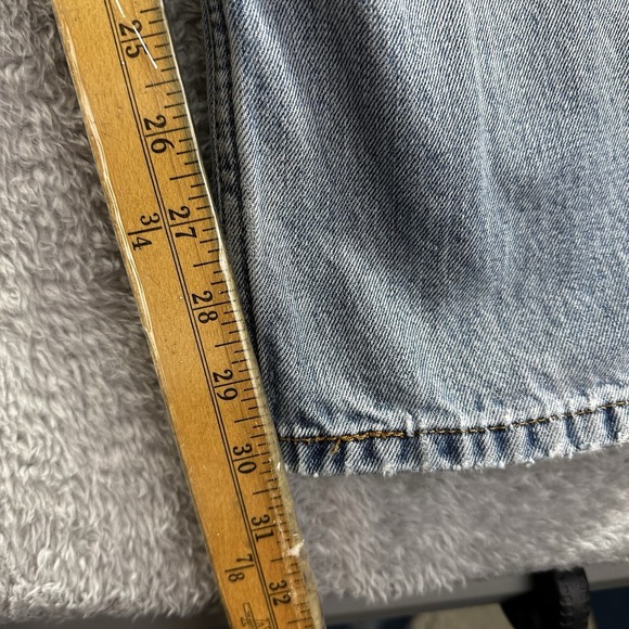 Levi's Mens 505 Blue Jeans Straight Leg Regular Fit 34x34 (33x30) Distressing - Picture 3 of 12